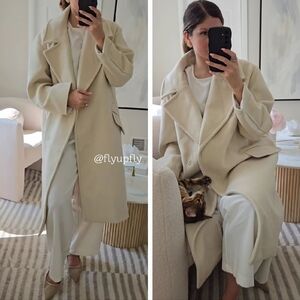 Zara Oversized Long Coat Cream Size S